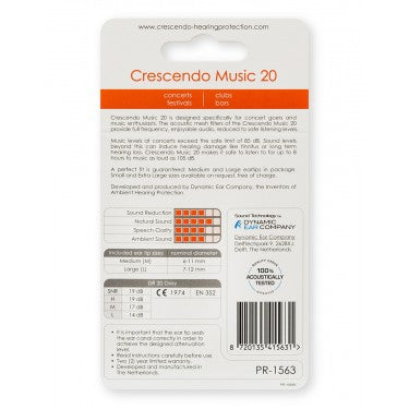 Music 20 - Filtres Auditifs - Protection SNR 19dB